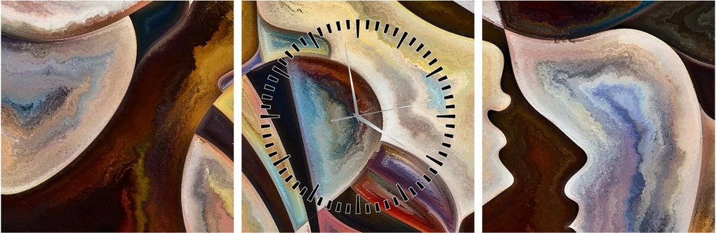 Tablou - Abstractizarea capetelor (cu ceas) (90x30 cm)