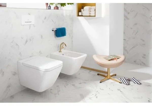 Capac WC, Villeroy&amp;Boch Finion, cu inchidere lenta, Stone White, 9M88S1RW