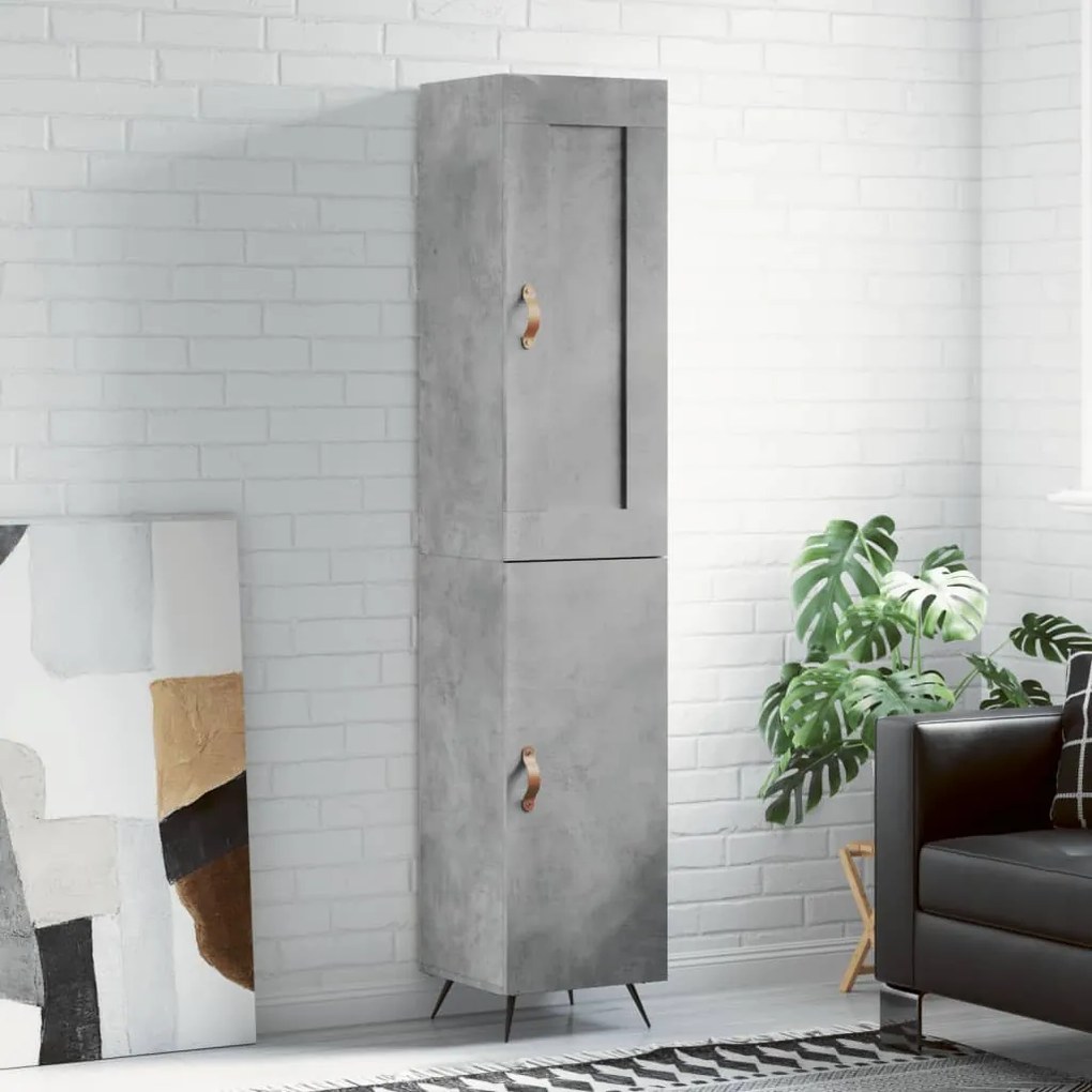 vidaXL Dulap înalt, gri beton, 34,5x34x180 cm, lemn prelucrat