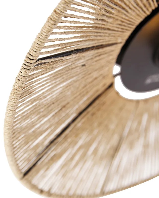 Plafoniera rustică neagră cu frânghie - Sacha