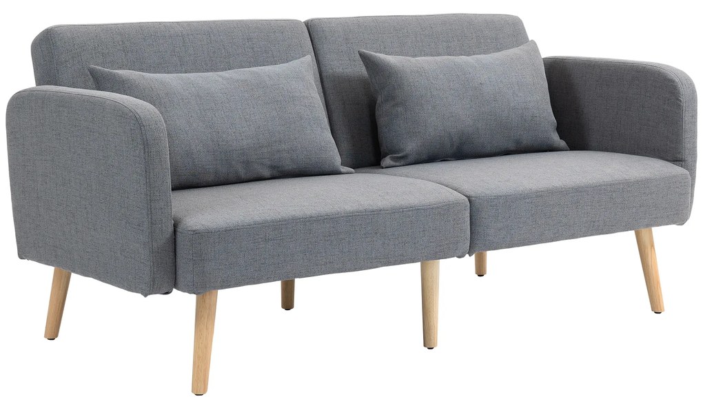 HOMCOM Canapea convertibilă 3 locuri design clic clac spătar reglabil și brațe reglabile material efect de lin gri | Aosom Romania