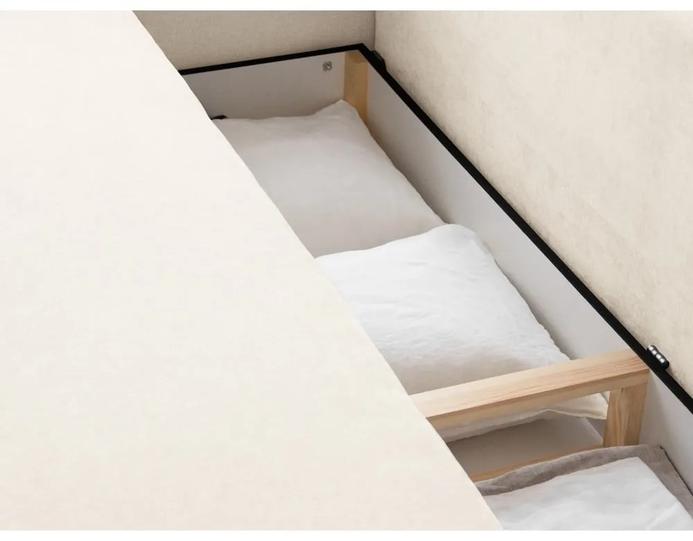 Canapea crem extensibilă, cu spațiu de depozitare 231 cm Elen – Micadoni