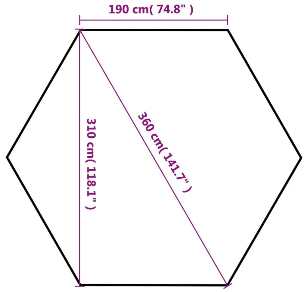 Marchiza pliabila hexagonala, 6 pereti, alb crem, 3,6 x 3,1 m Crem, 3.6 x 3.1 m