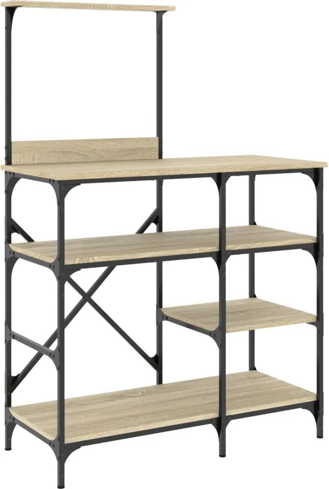 vidaXL Raft brutărie, stejar sonoma, 90x40x132 cm lemn prelucrat/metal