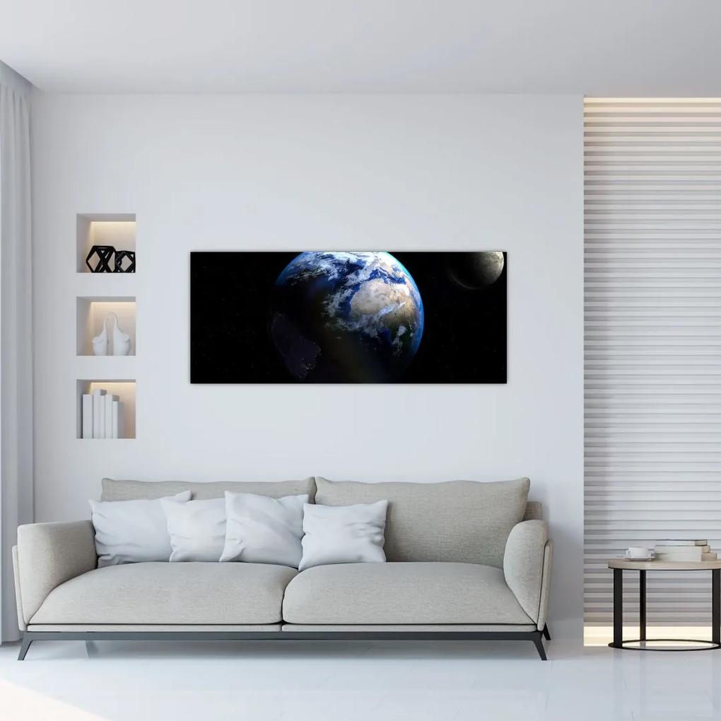 Tablou cu Luna și Pământul (120x50 cm), în 40 de alte dimensiuni noi