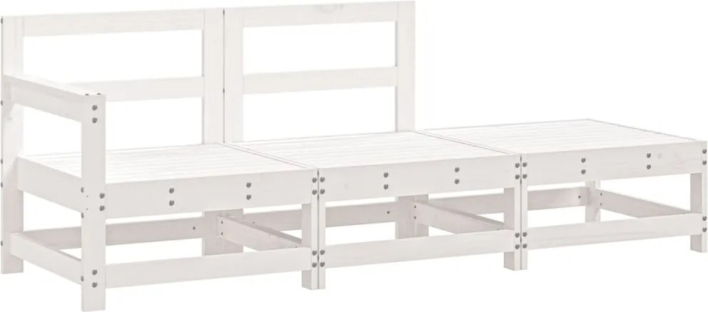 vidaXL Set mobilier de grădină, 3 piese, alb, lemn masiv de pin