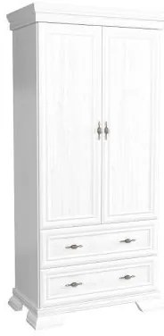 Dulap Kora, 2 Usi si 2 Sertare, Alb Antichizat