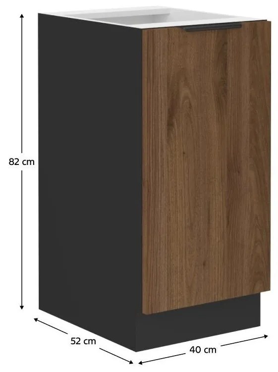 Dulap inferior de bucătărie Monzesa 40 D 1F BB (nuc okapi + negru) . 1096941