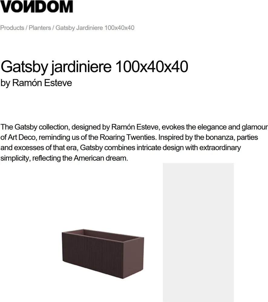Jardiniera plante design decorativ modern exterior / interior GATSBY 100x40x40cm
