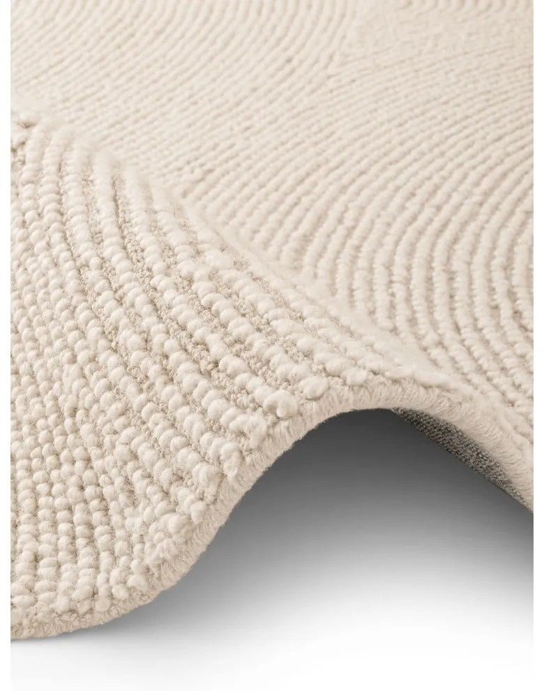 Covor în culoare naturală deschisă, țesut manual, rotund, din lână ø 120 cm Eleni Natural White – Hanse Home