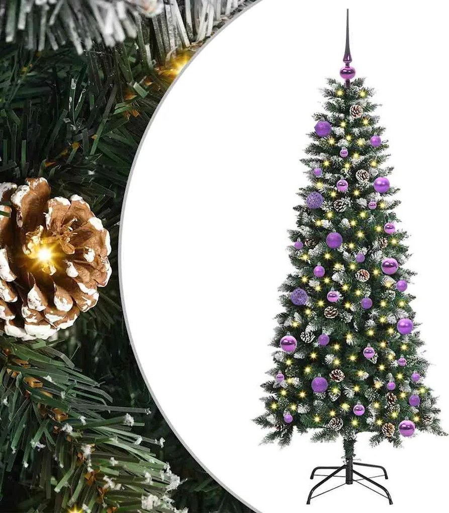 vidaXL Brad de Crăciun artificial Verde 150 cm PVC și Plastic și Oțel