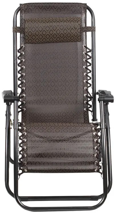Scaun camping Muhler C2014 1001741, 175x66x110 cm, Pliabil, 3 pozitii de reglare, Negru