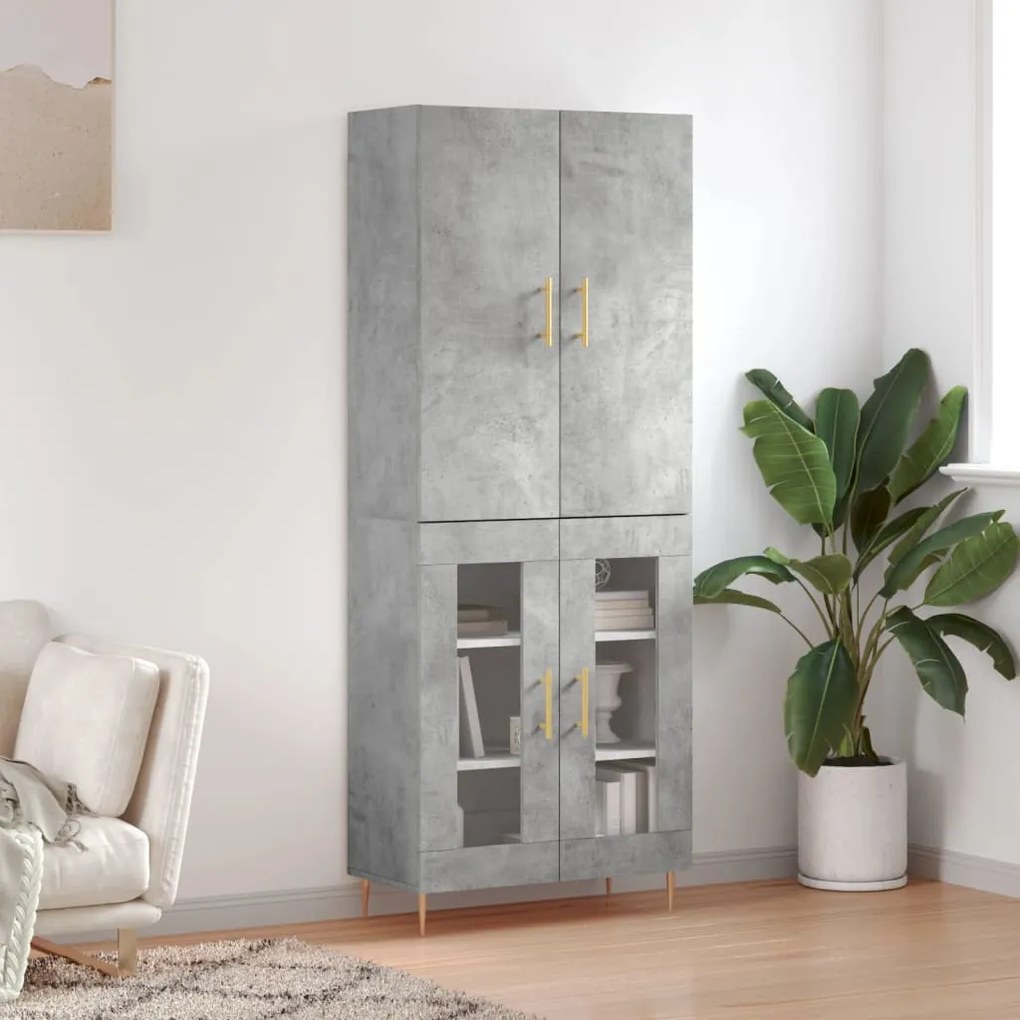 vidaXL Dulap înalt, gri beton, 69,5x34x180, lemn compozit