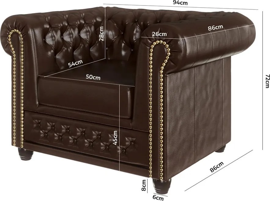 Fotoliu maro închis cu tapițerie din imitație de piele York – Ropez