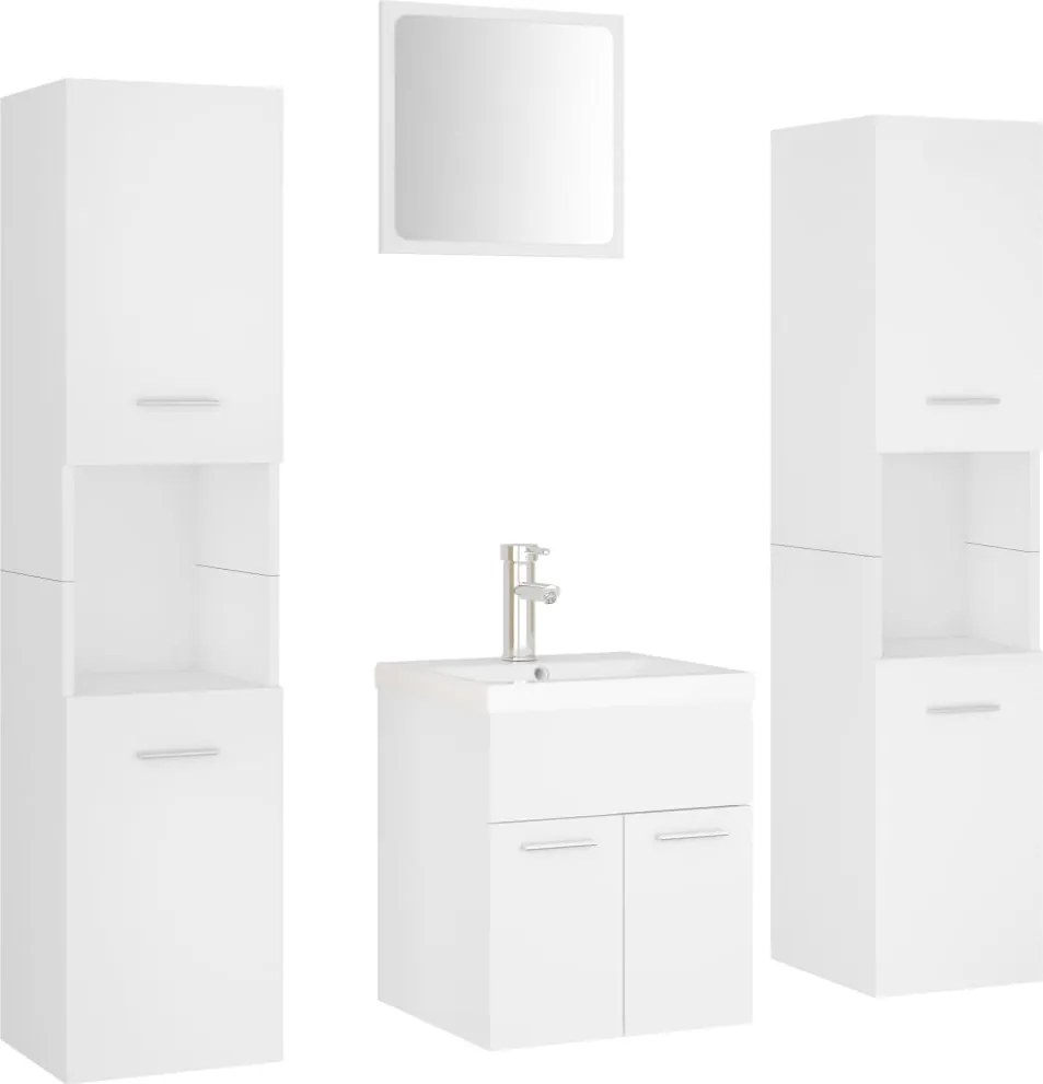 vidaXL Set mobilier de baie, alb, lemn prelucrat