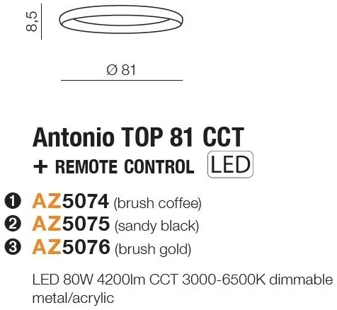 Lustra LED cu telecomanda design circular ANTONIO TOP 81 CCT BK