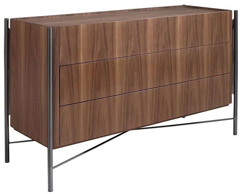 Comoda moderna cu 3 sertare design LUX Walnut and Black