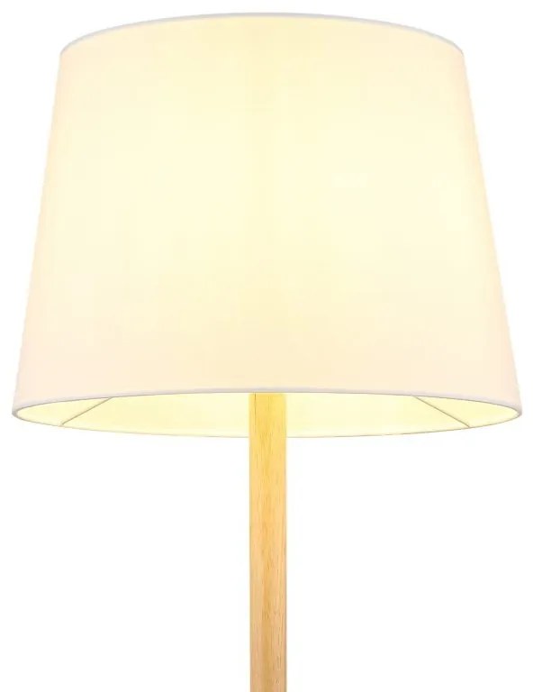 Lampadar de podea metal aspect lemn abajur textil alb JORIS