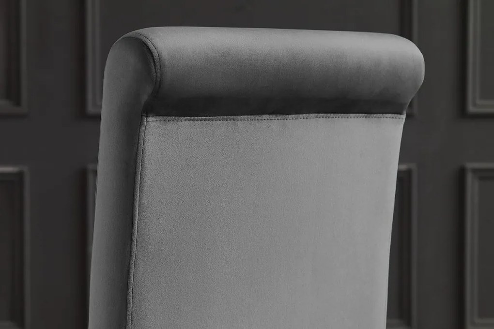 Set 2 scaune Modern Barock, argintiu/ catifea gri