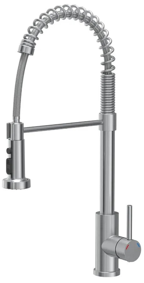 Baterie bucatarie cu dus extensibil Quadron Pop Alice finisaj inox periat