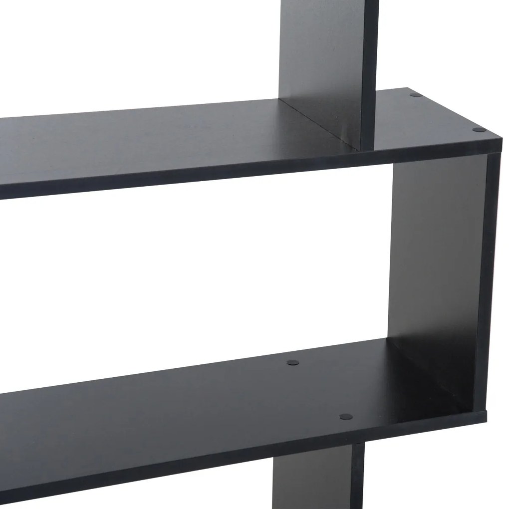 Homcom Librarie Design Modern in Lemn cu 6 Rafturi, Negru, 80x23x192cm