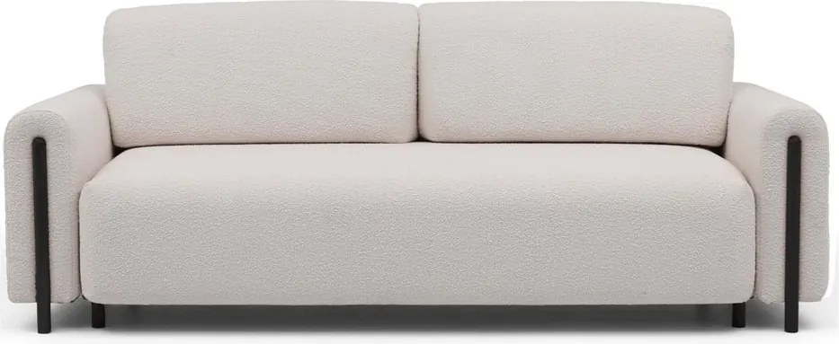 Canapea bej/crem extensibilă/cu spațiu de depozitare cu tapițerie din țesătură bouclé 244 cm Arcadova – ELTAP