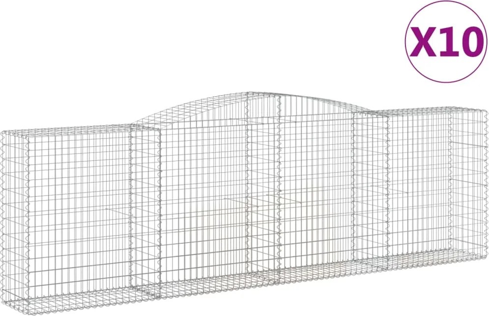 vidaXL Coșuri gabion arcuite 10 buc, 400x50x120/140cm, fier galvanizat