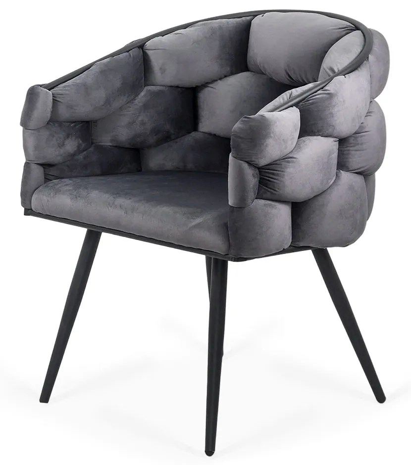 Scaun living modern din catifea si cadru metalic BUC 256 gri