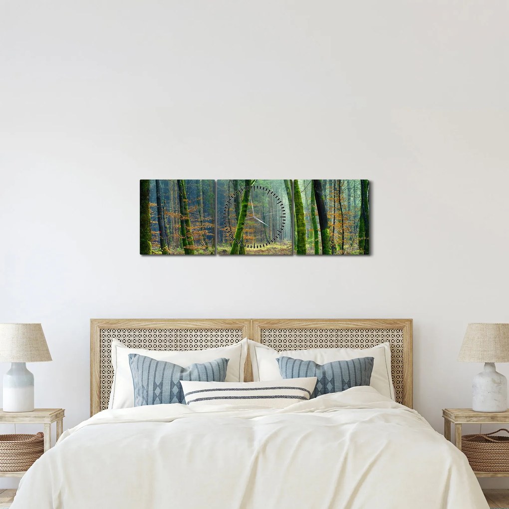 Tablou cu pădure (cu ceas) (90x30 cm)