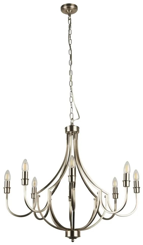 Candelabru cu 8 brate design vintage Lodge argintiu satinat