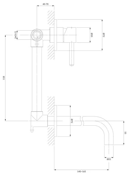 OMNIRES Y1215NCR - Baterie lavoar încastrat Y crom lucios