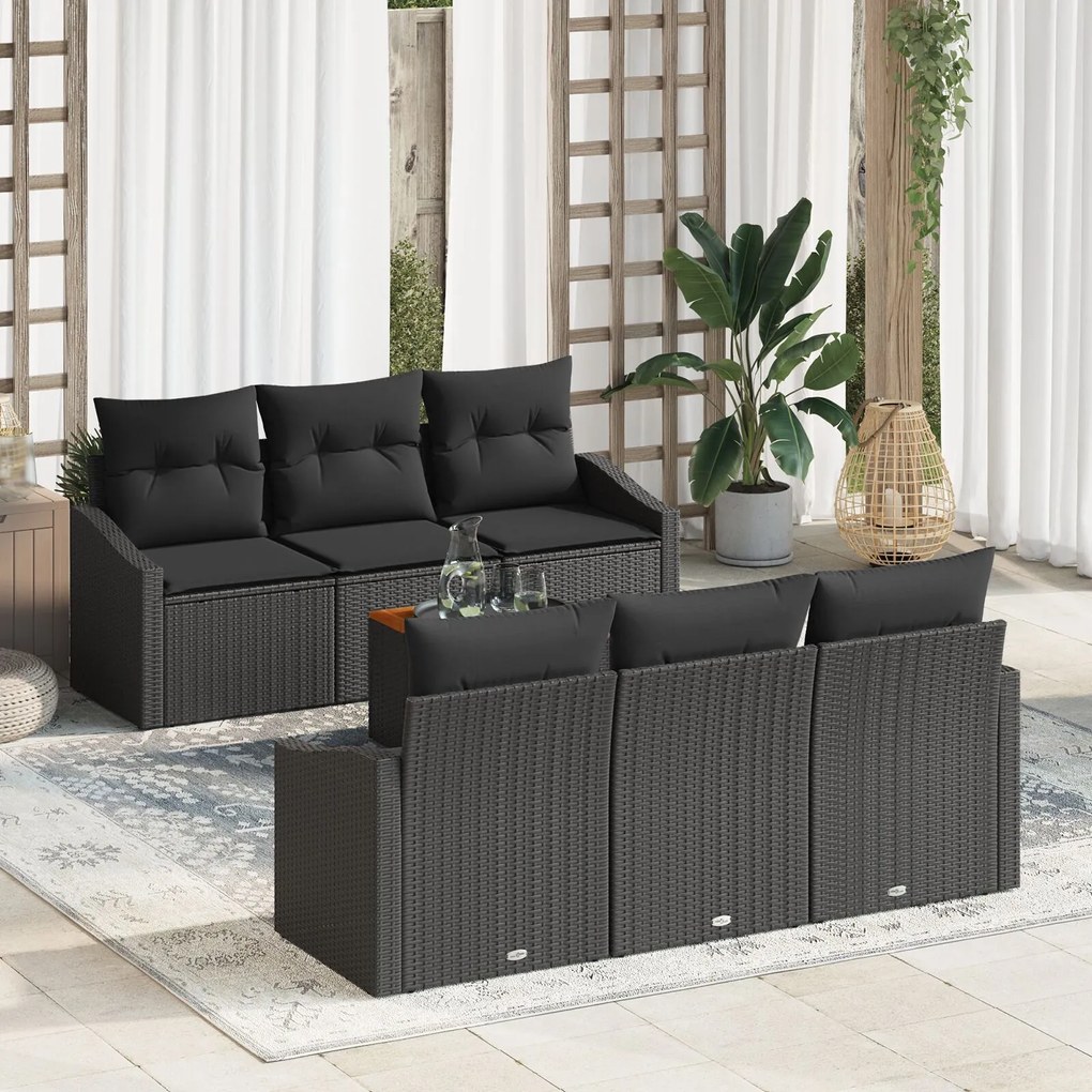 vidaXL Set canapele grădină 7 pcs Negru 55 x 55 x 37 cm