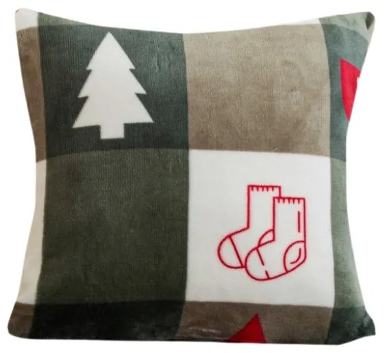 Fata de perna din microplus CHRISTMAS SOCKS 45x45 cm, verde