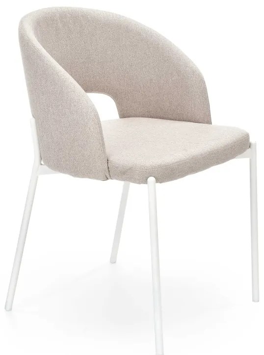 Scaun textil K486 bej-alb - H 77 cm