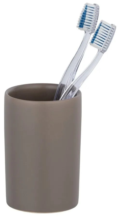Recipient din ceramică pentru periuțele de dinți Wenko Polaris, maro