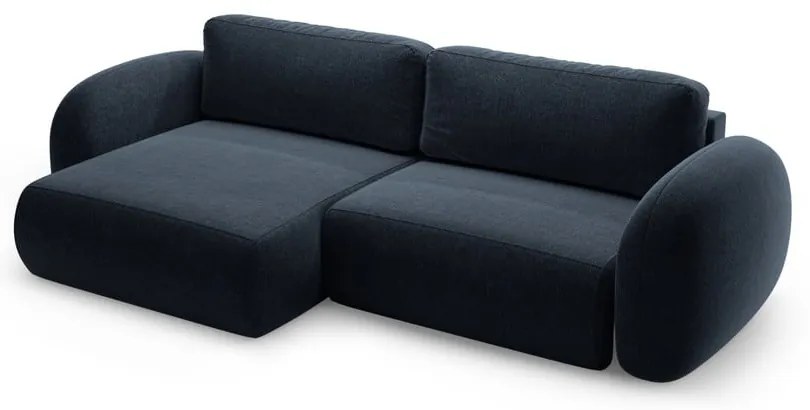 Colțar albastru închis extensibil/cu spațiu de depozitare cu tapițerie din chenille Tonale – Cosmopolitan Design