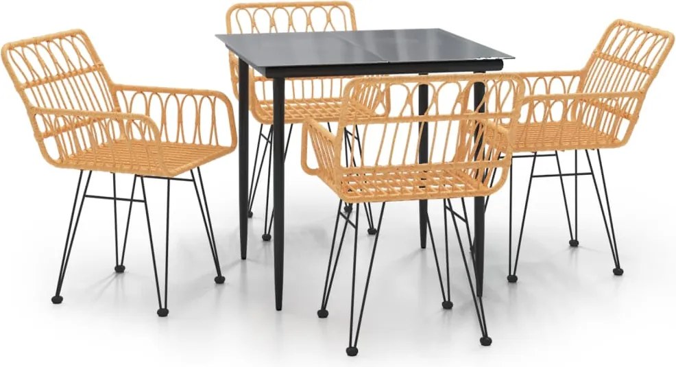 vidaXL Set mobilier de grădină, 5 piese, poliratan