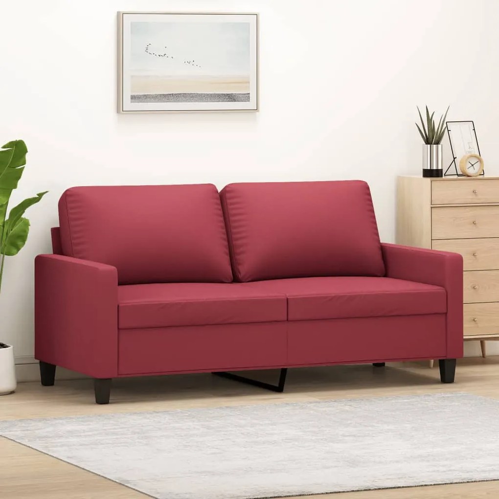 vidaXL Canapea cu 2 locuri, roșu vin, 140 cm, piele ecologică