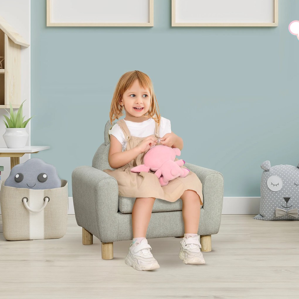 HOMCOM Sillón Infantil Mini Sofá pentru Copii de +3 Ani cu Șezut Căptușit și Brațe Căptușite 61x42x53 cm Maro | Aosom Romania