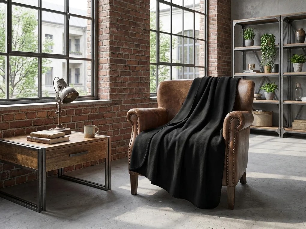 Patura din fleece FLEORA, neagra Dimensiune: 180 x 200 cm