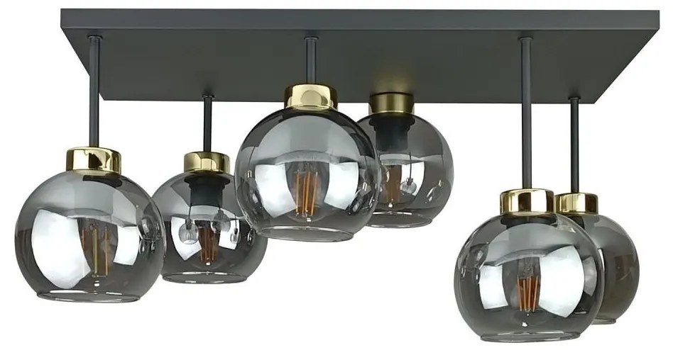 Lustră aplicată NESSA 6xE27/60W/230V negru/auriu/negru fumuriu