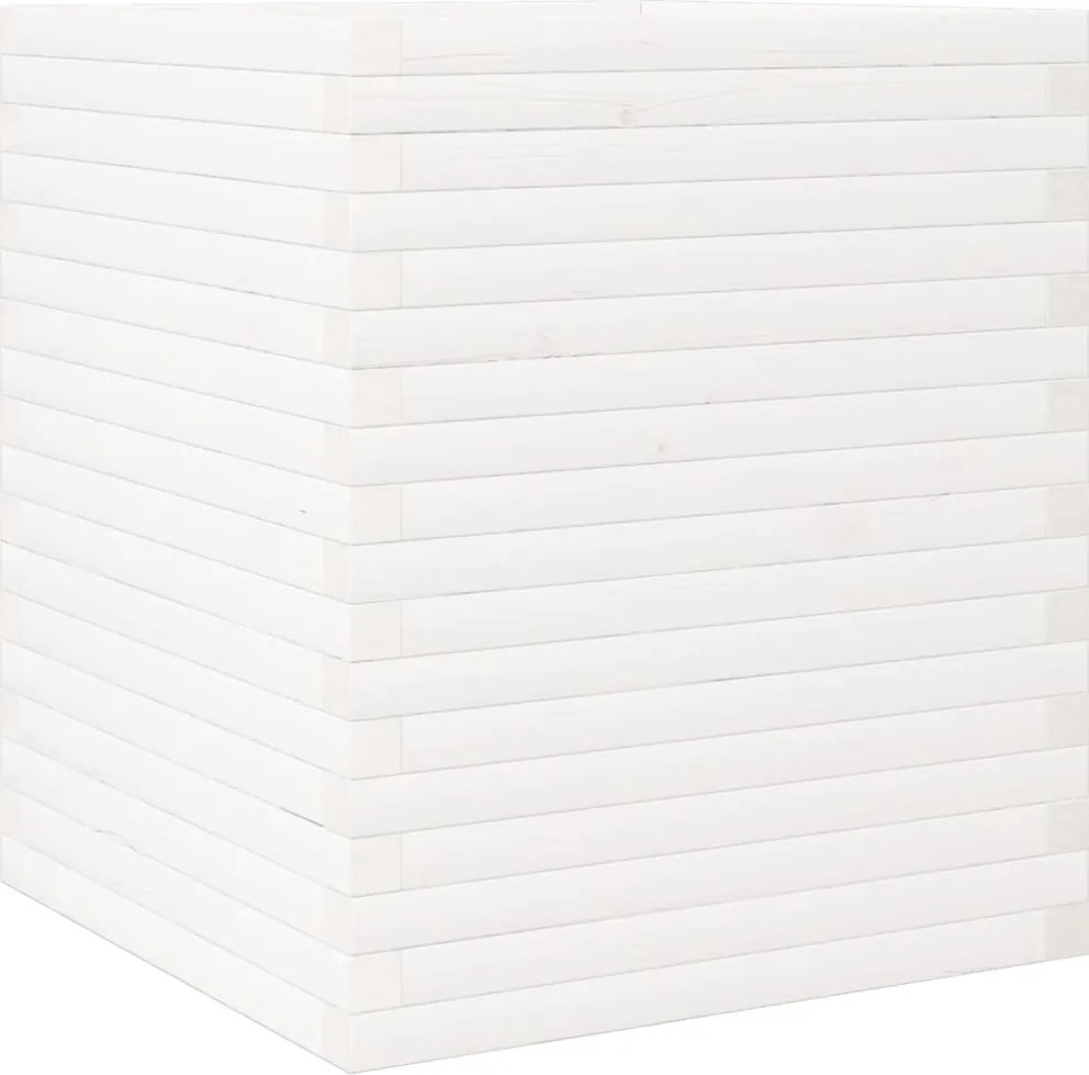 vidaXL Jardinieră de grădină, alb, 60x60x68,5 cm, lemn masiv de pin