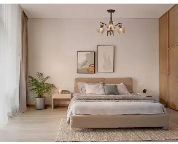 Lustră pe tijă MERRA 3xE27/40W/230V negru/bej