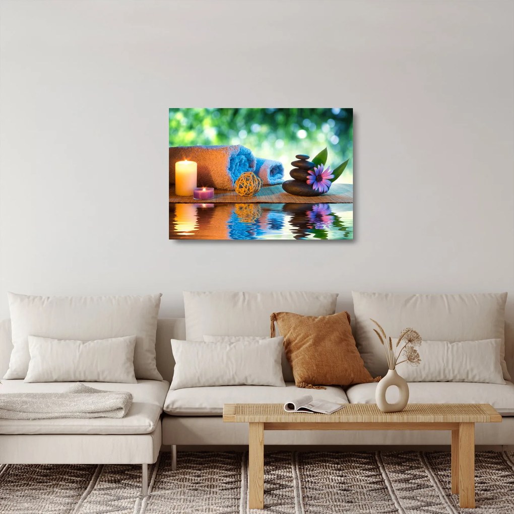 Tablou pe sticlă - Relaxare masaj pictura (70x50 cm)