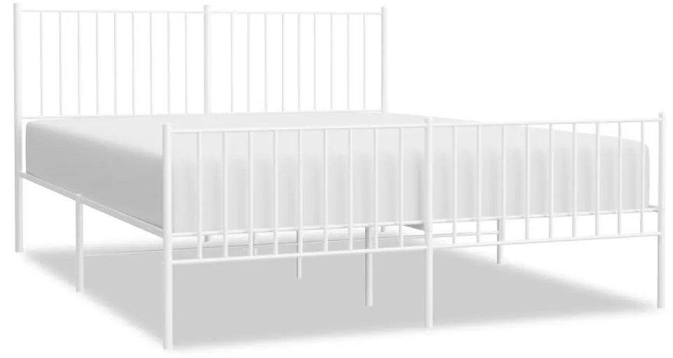 350952 vidaXL Cadru de pat metalic cu tăblie, alb, 160x200 cm