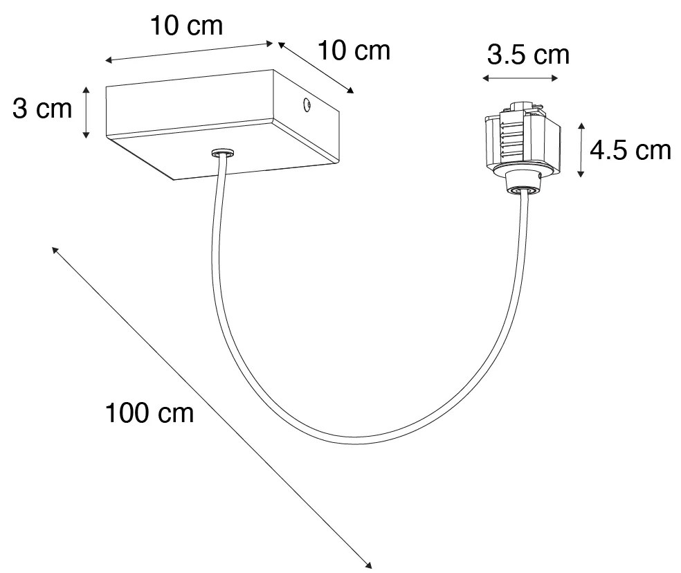 Adaptor pentru lampă suspendată cu placă de montaj rotundă pentru șină monofazată negru