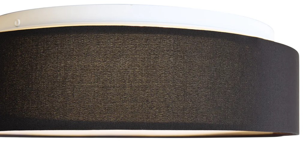 Plafonieră inteligentă neagră 35cm incl. LED și telecomandă - Flat Drum
