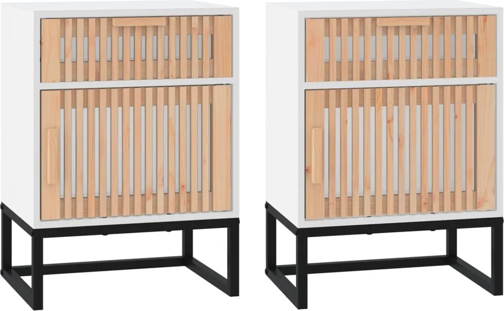 vidaXL Dulapuri noptieră, 2 buc., alb, 40x30x55,5 cm, lemn prelucrat
