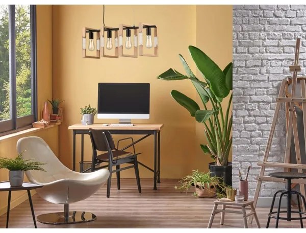 Lustră pe cablu SERIES 4xE27/11W/230V lemn/neagră Klausen 114001