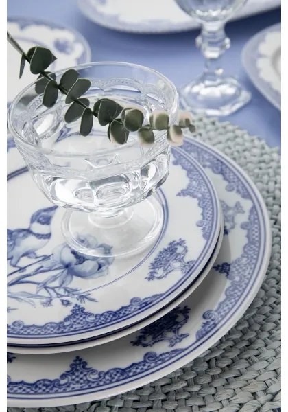 Set veselă 26 piese alb/albastru/porțelan